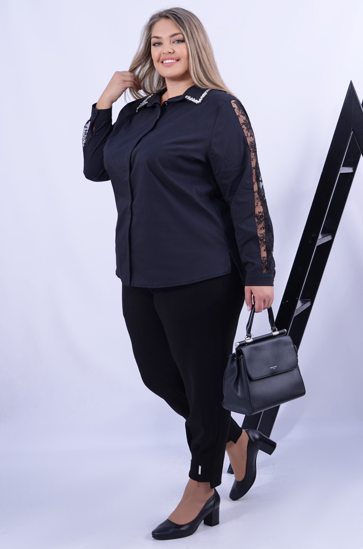 Класичні брюки банани з декором батал