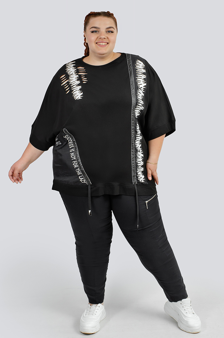 Брюки с широкими карманами и молнией супер батал