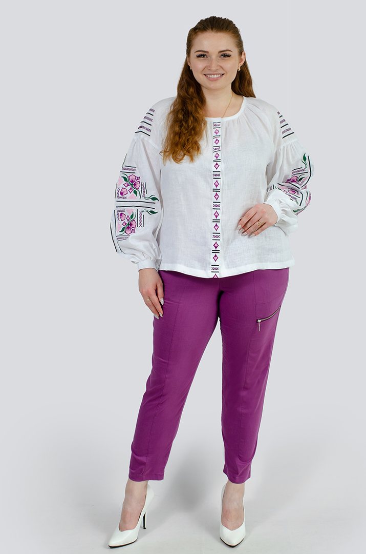 Брюки с широкими карманами и молнией супер батал