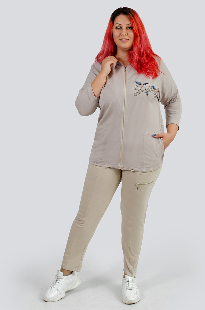 Брюки с широкими карманами и молнией супер батал