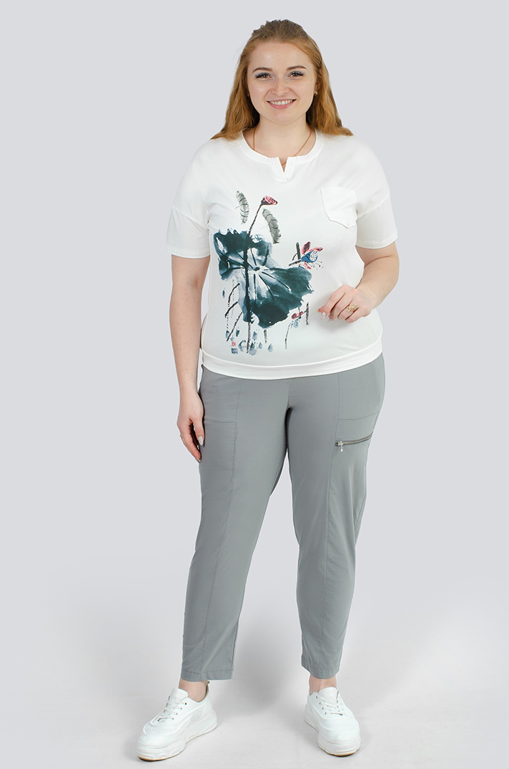 Брюки с широкими карманами и молнией супер батал