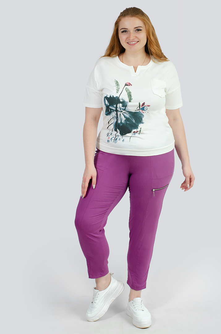 Брюки с широкими карманами и молнией супер батал