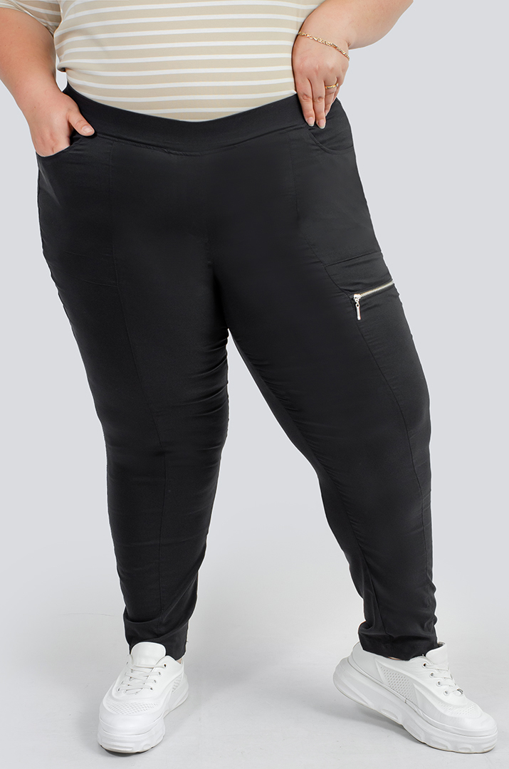 Брюки с широкими карманами и молнией супер батал