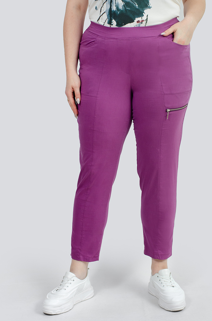 Брюки с широкими карманами и молнией супер батал