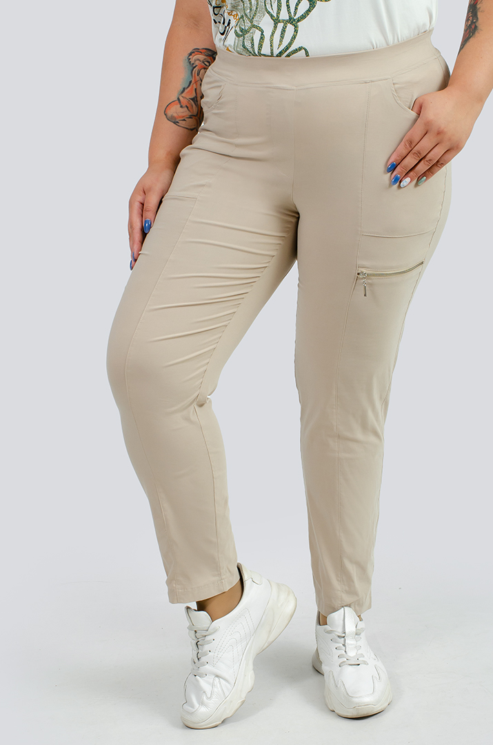 Брюки с широкими карманами и молнией супер батал