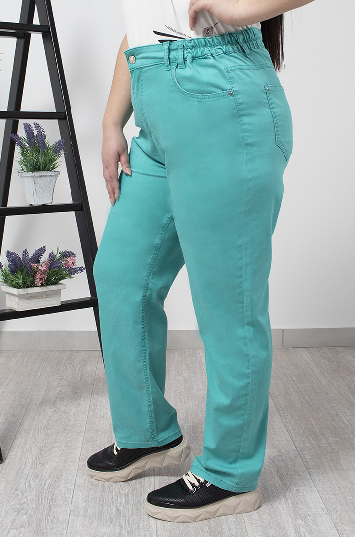 Брюки джинсові бірюзові супер батал