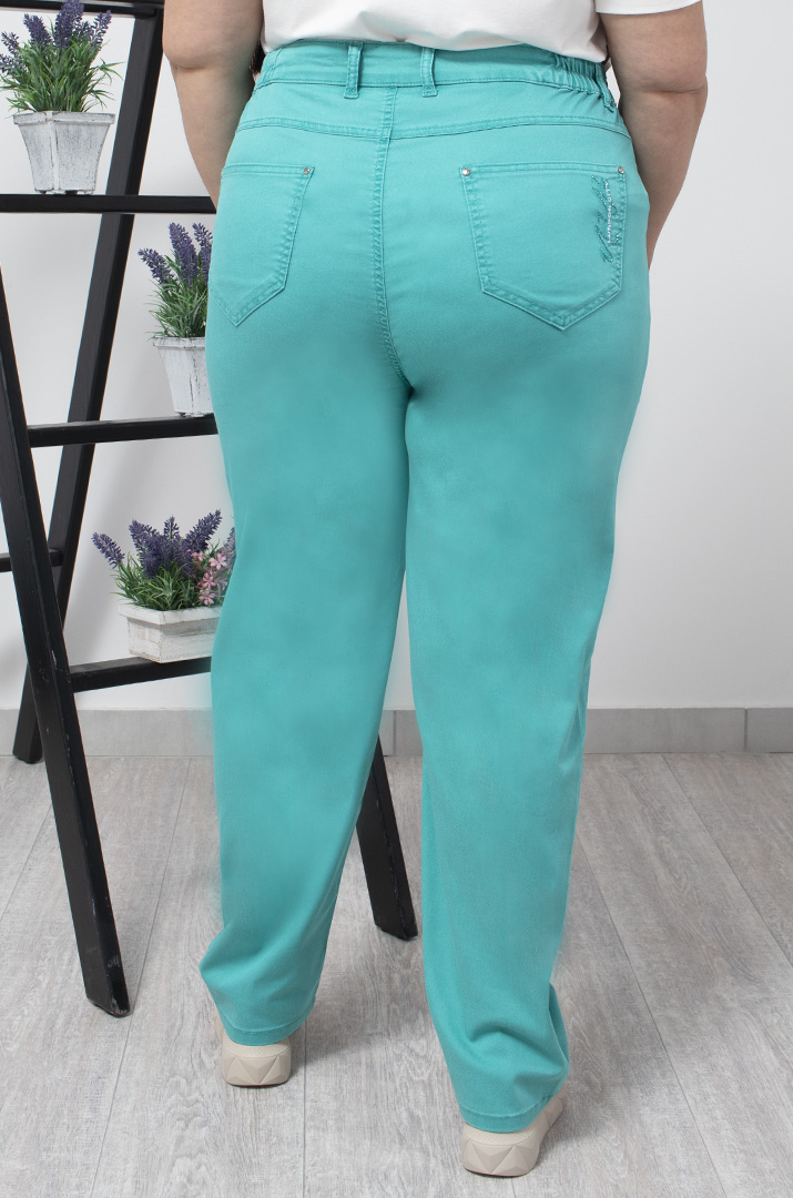Брюки джинсові бірюзові супер батал