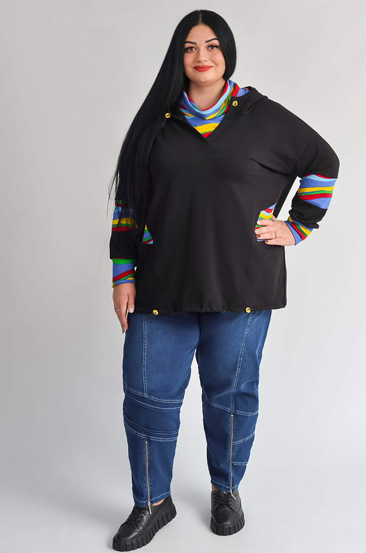 Джинсы бананы с молниями снизу больших размеров