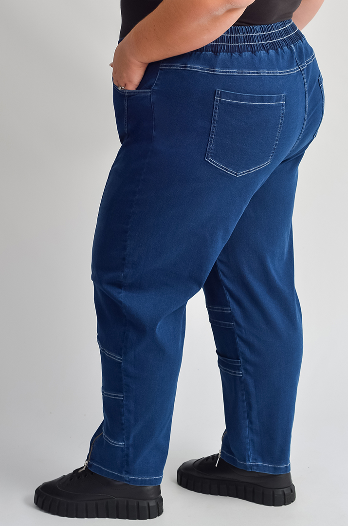 Джинсы бананы с молниями снизу больших размеров