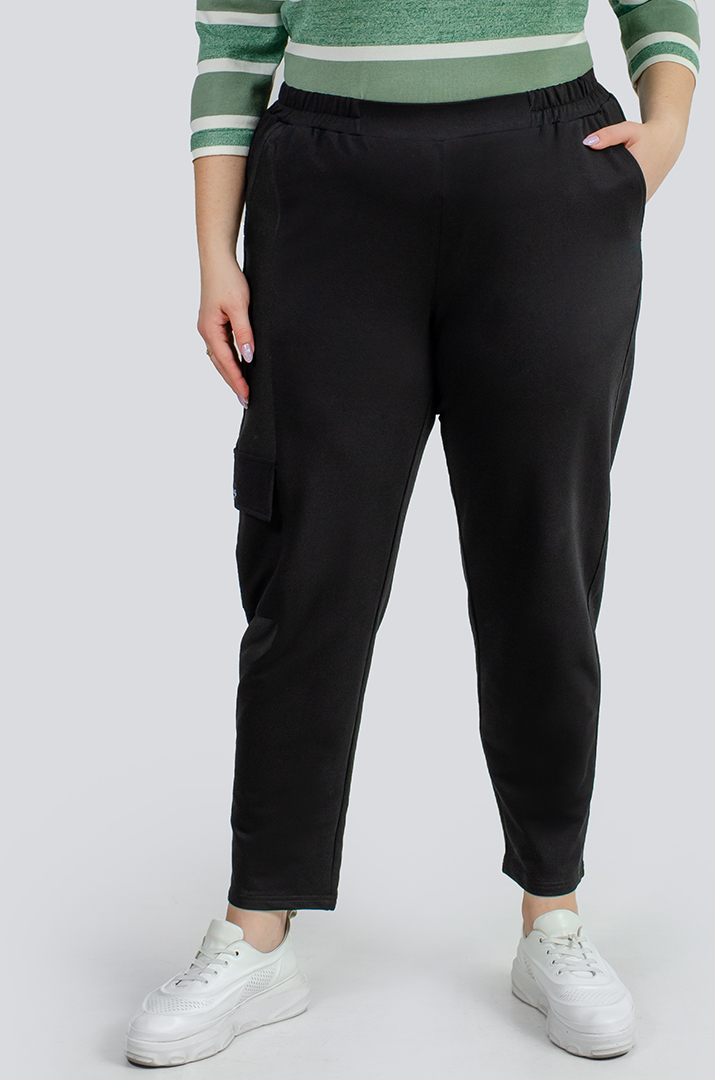 Чорні брюки карго двунитка великих розмірів