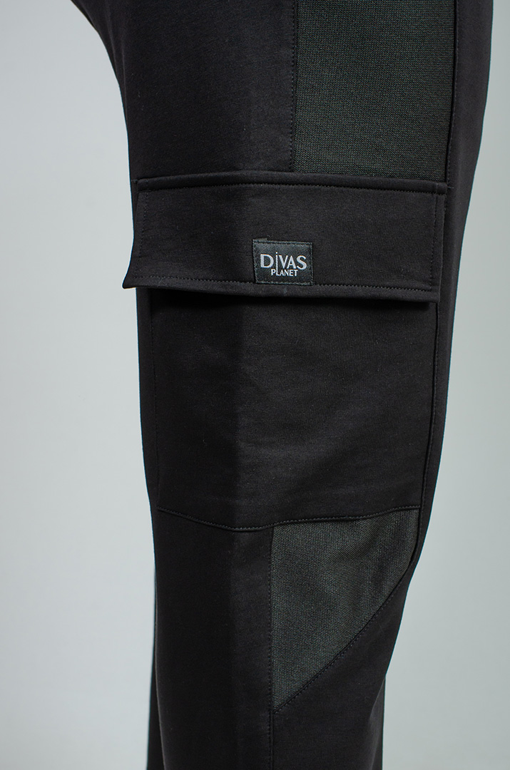 Чорні брюки карго двунитка великих розмірів