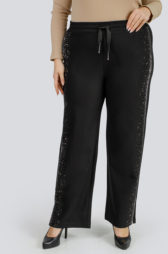 Брюки чорні зі стразами великих розмірів