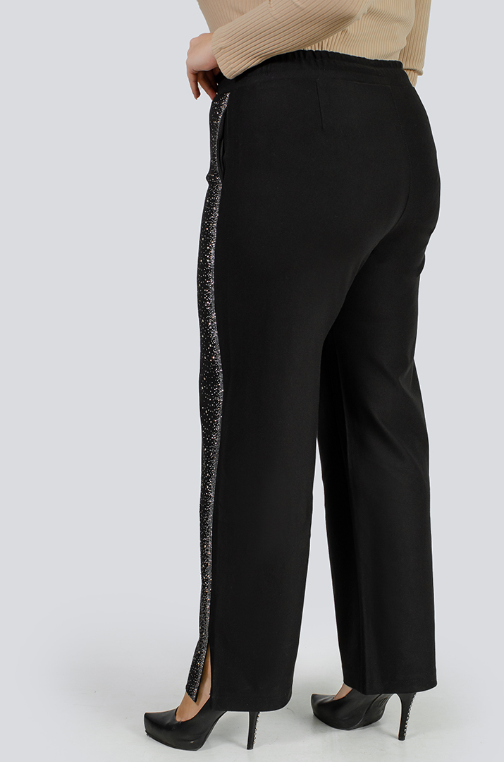 Брюки чорні зі стразами великих розмірів