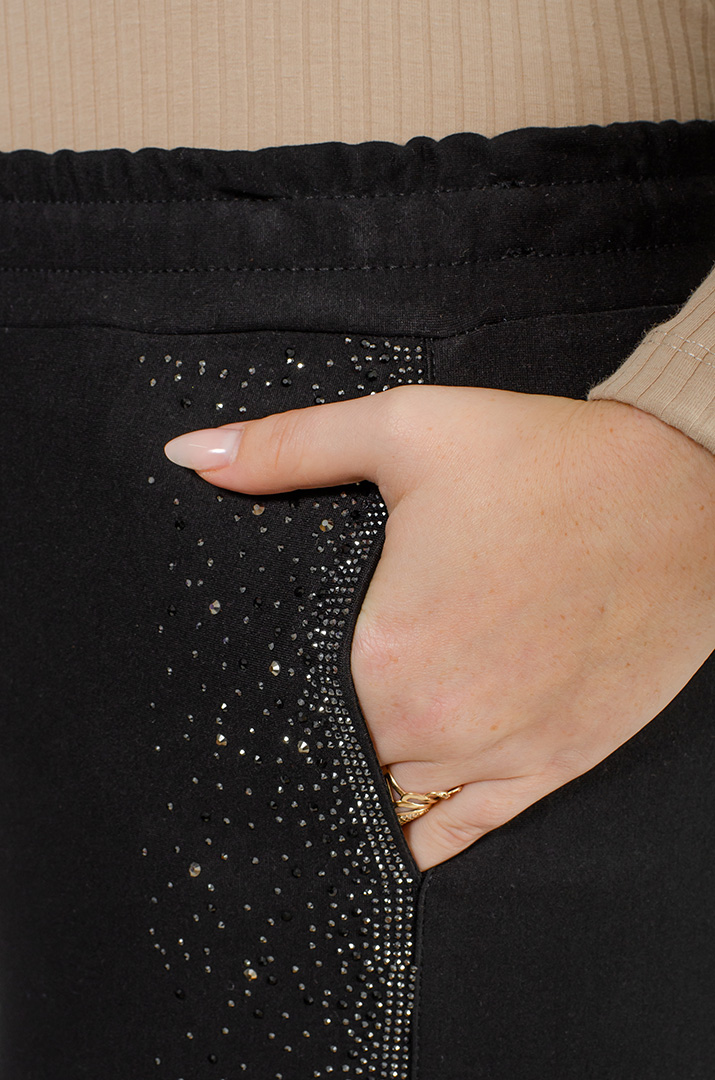 Брюки чорні зі стразами великих розмірів