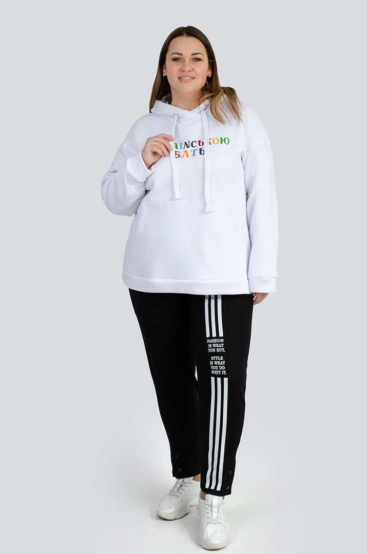 Чорно-білі завужені брюки великих розмірів