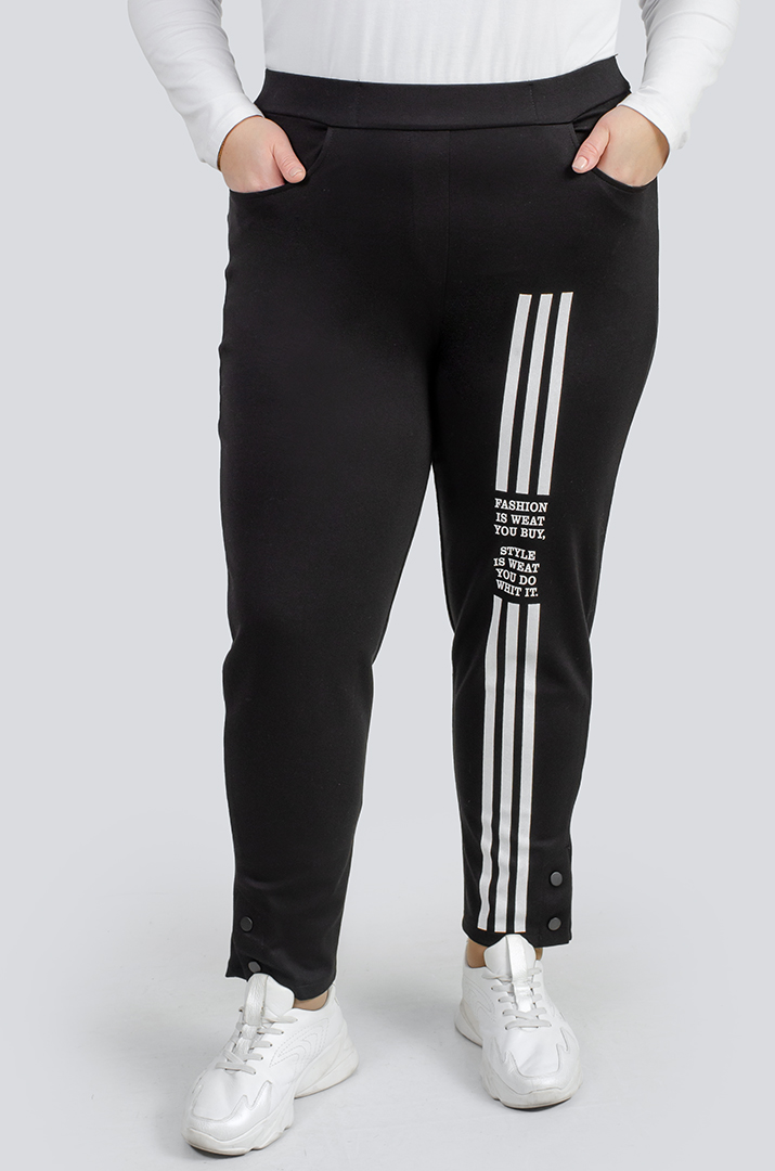 Чорно-білі завужені брюки великих розмірів