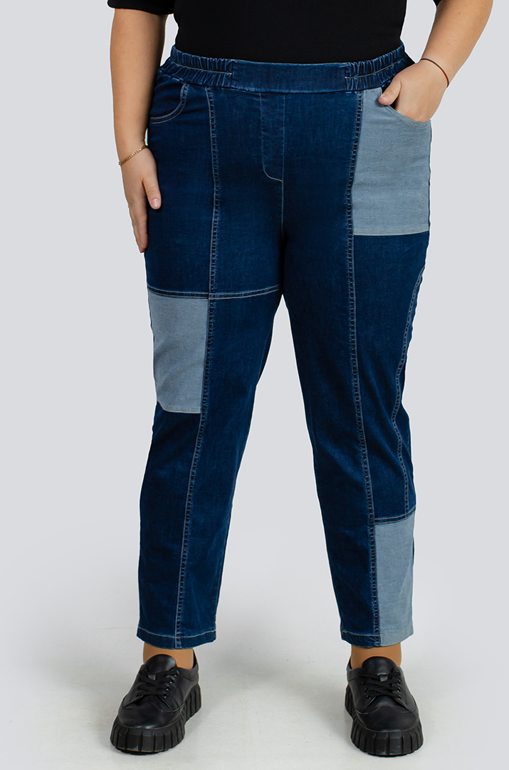Двокольорові джинси 7/8 великих розмірів