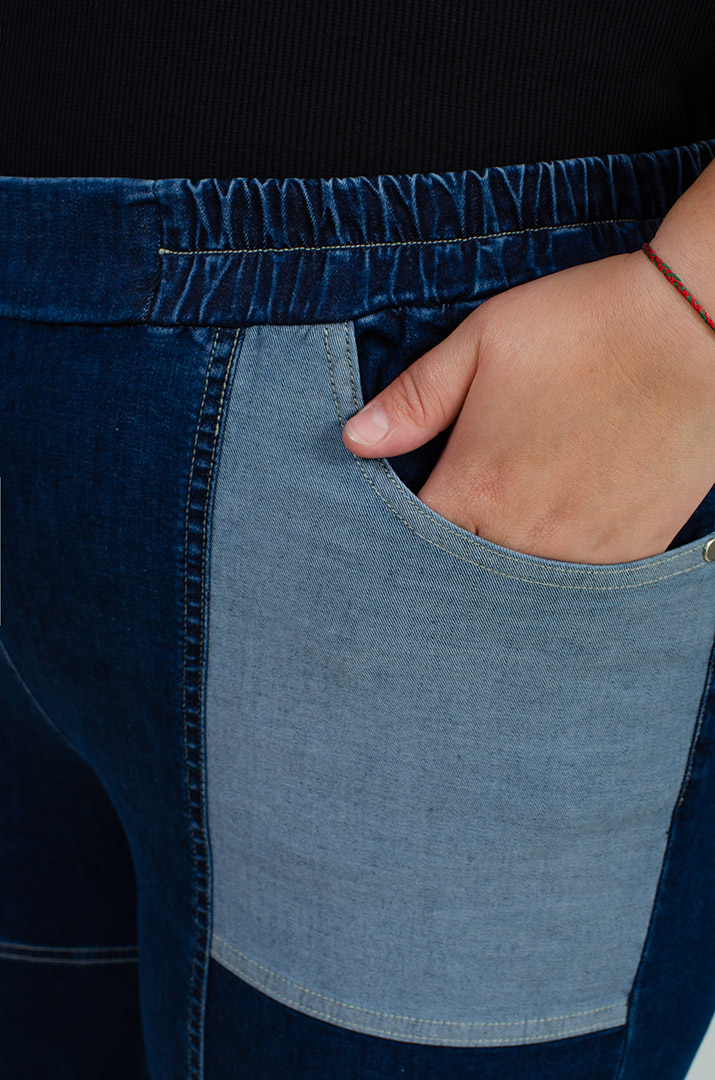 Двокольорові джинси 7/8 великих розмірів