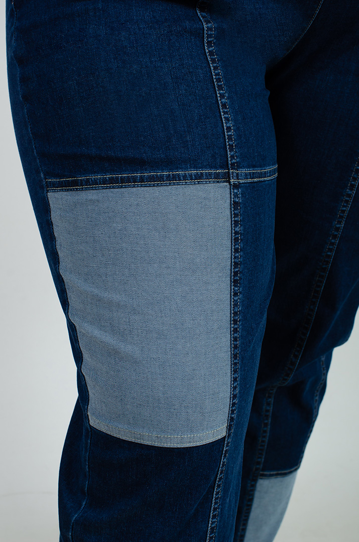 Двокольорові джинси 7/8 великих розмірів