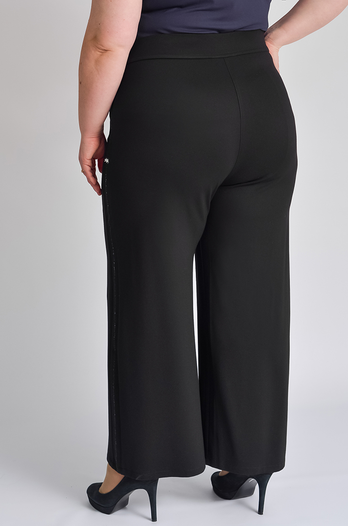 Брюки широкі чорні з лампасом великих розмірів