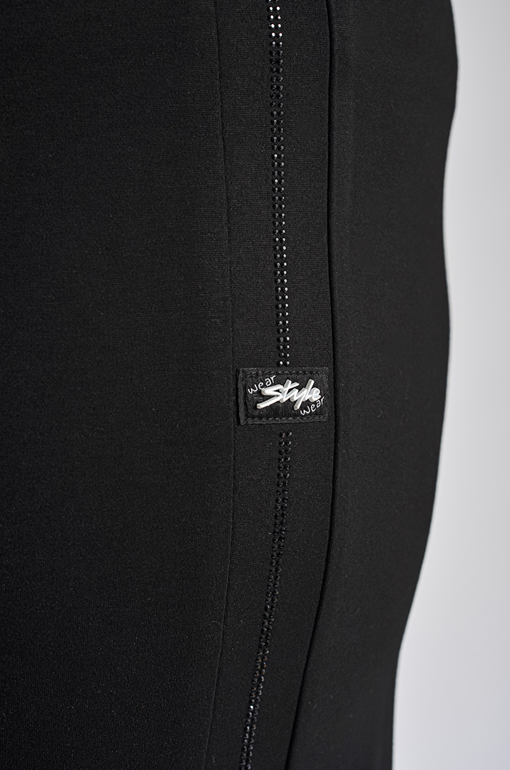 Брюки широкі чорні з лампасом великих розмірів