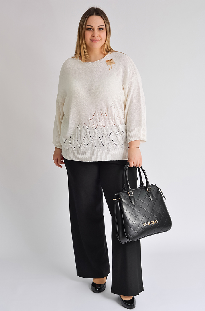 Брюки широкі чорні з прикрасою великих розмірів