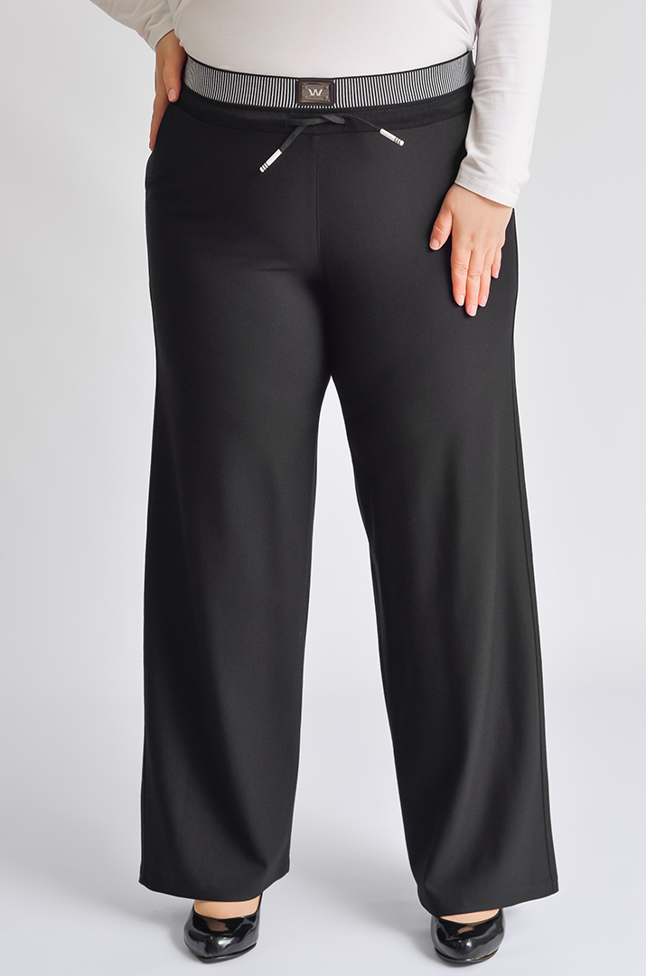 Брюки широкі чорні з прикрасою великих розмірів