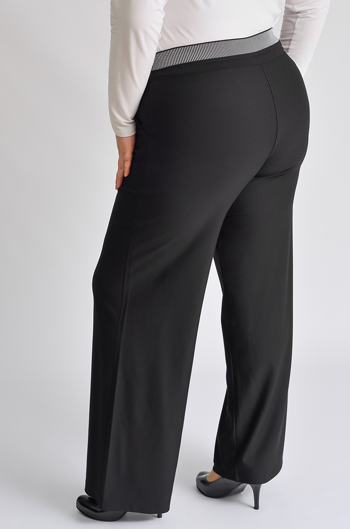 Брюки широкі чорні з прикрасою великих розмірів