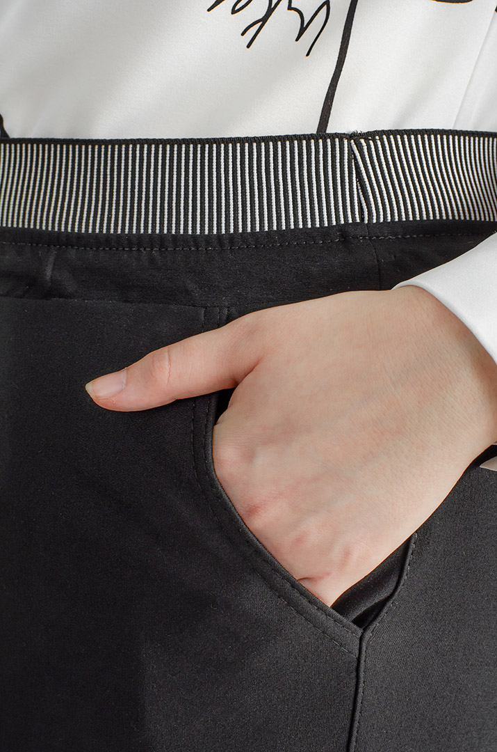 Брюки широкі чорні з прикрасою великих розмірів