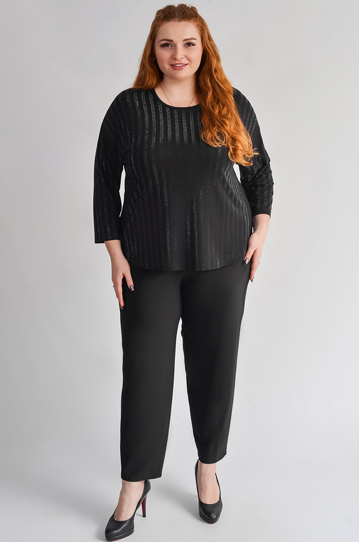 Чорні завужені брюки з акцентами по боках великих розмірів