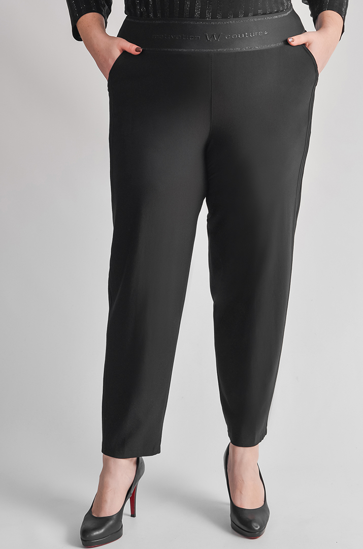 Чорні завужені брюки з акцентами по боках великих розмірів