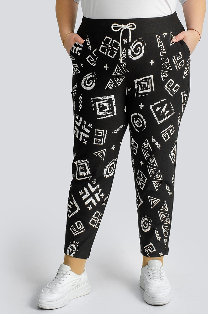 Брюки 7/8 трикотажные в принт больших размеров