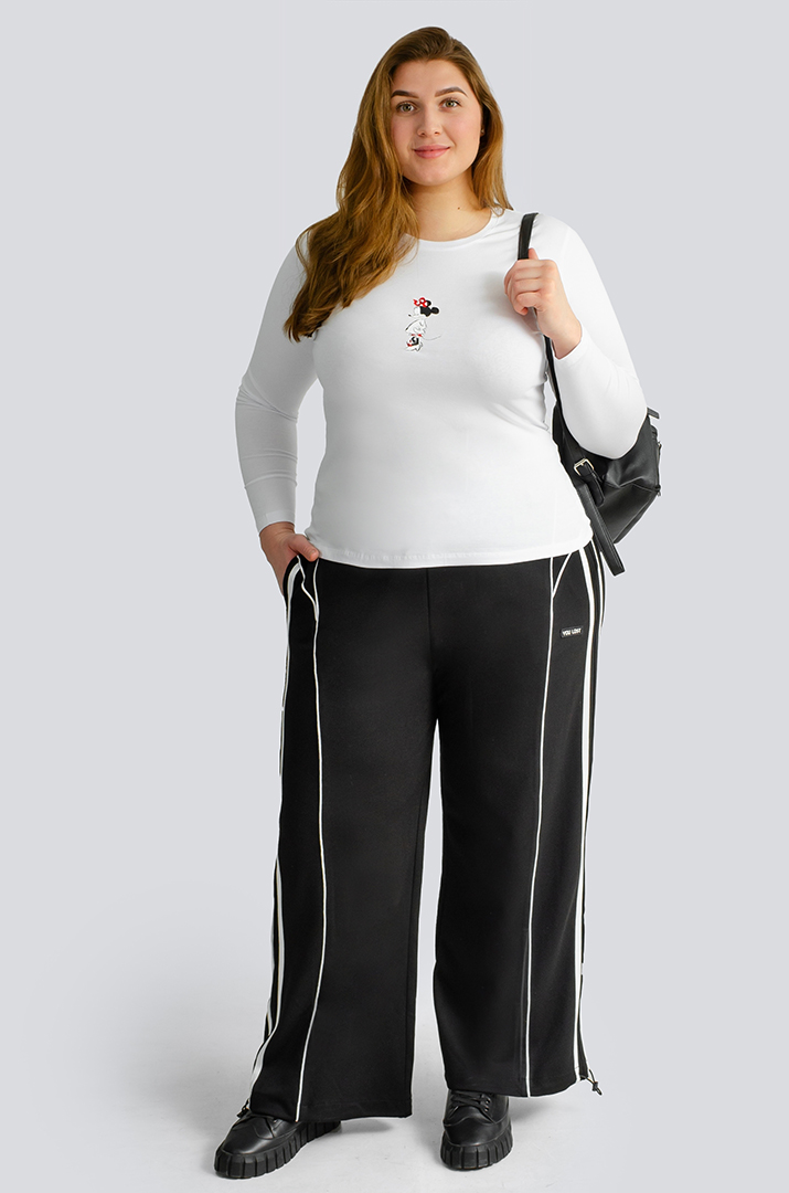 Черно-белые широкие брюки больших размеров