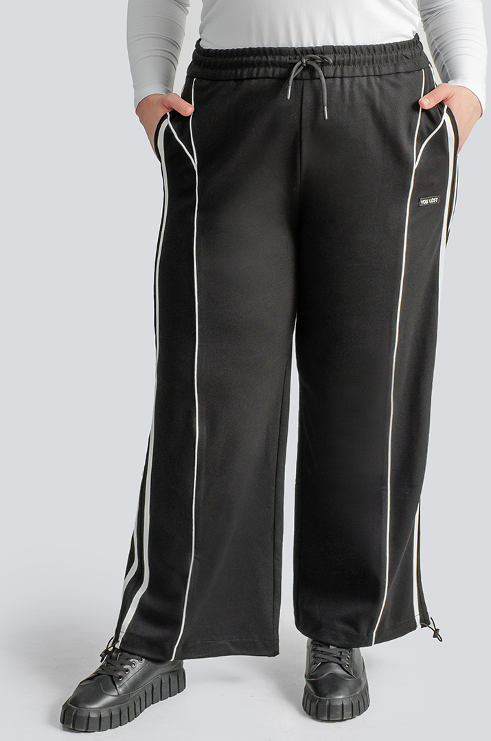 Черно-белые широкие брюки больших размеров