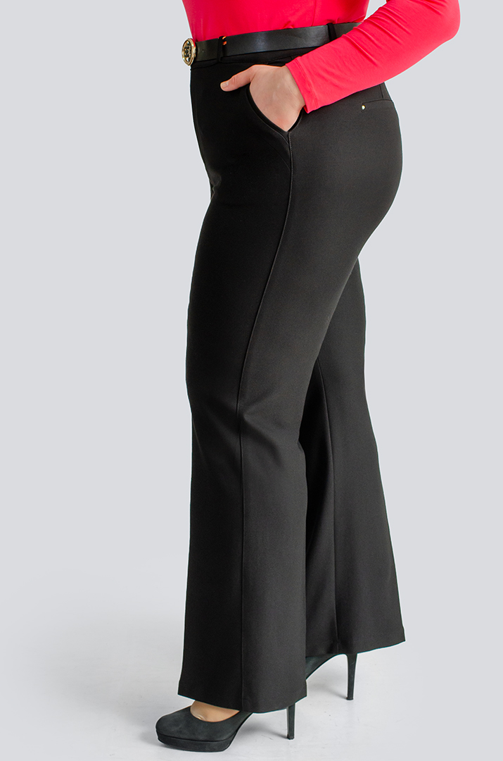 Брюки черные с поясом больших размеров