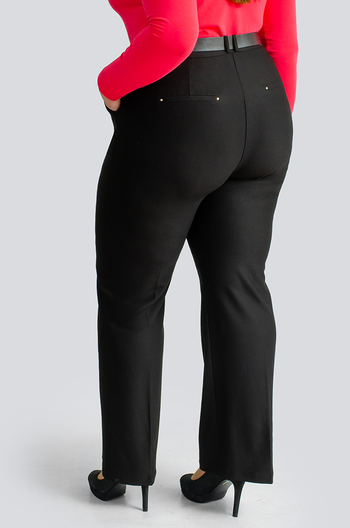 Брюки черные с поясом больших размеров