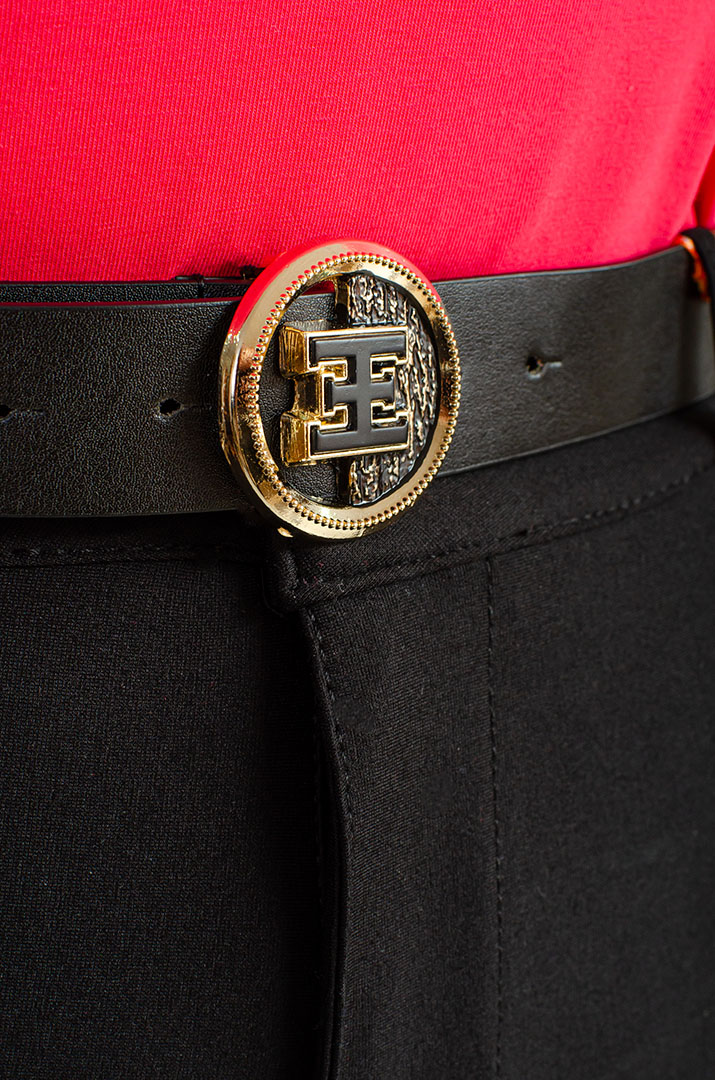 Брюки черные с поясом больших размеров