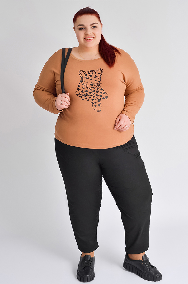 Брюки 7/8 у кольорах чорний та червоний великих розмірів