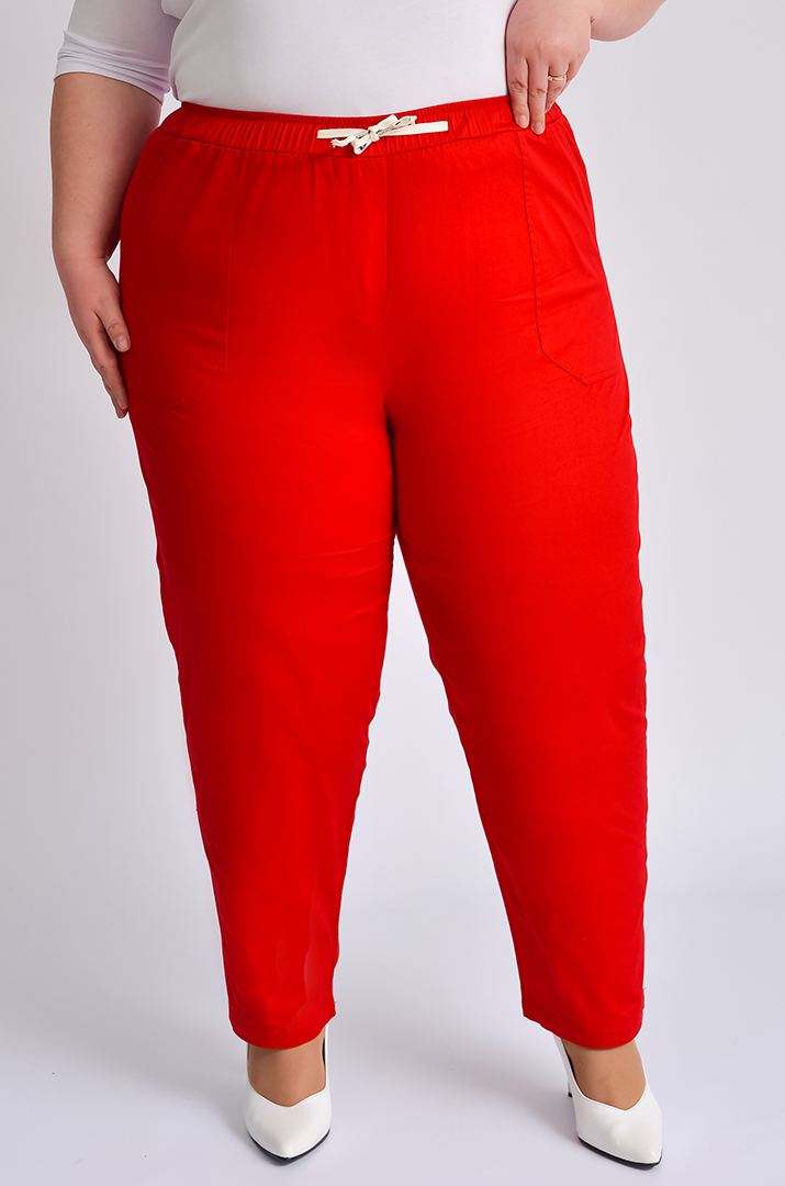 Брюки 7/8 у кольорах чорний та червоний великих розмірів