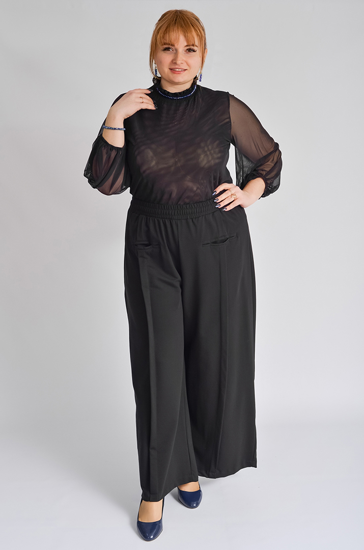 Брюки широкі чорні великих розмірів