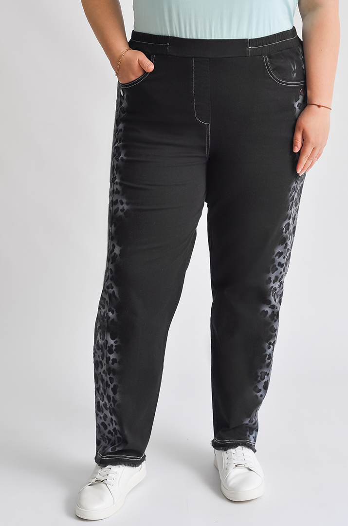 Джинси завужені з леопардовим принтом великих розмірів