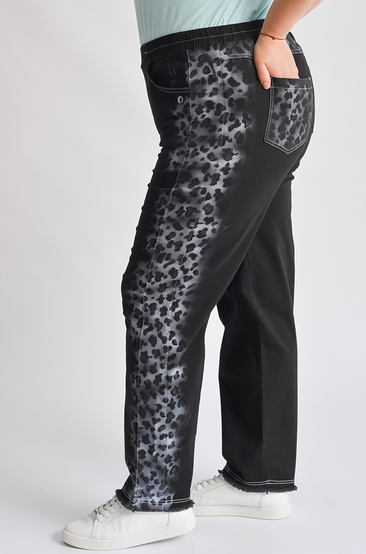 Джинси завужені з леопардовим принтом великих розмірів
