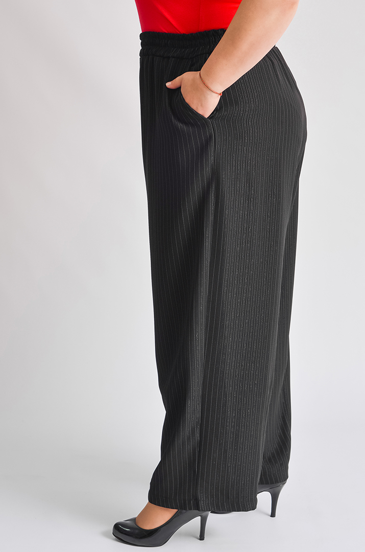 Брюки широкі чорні в смужку великих розмірів