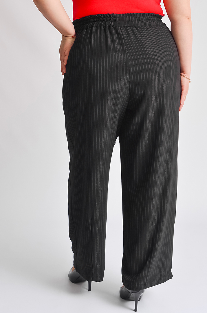 Брюки широкі чорні в смужку великих розмірів