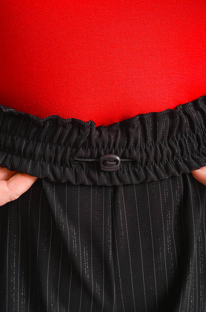 Брюки широкі чорні в смужку великих розмірів