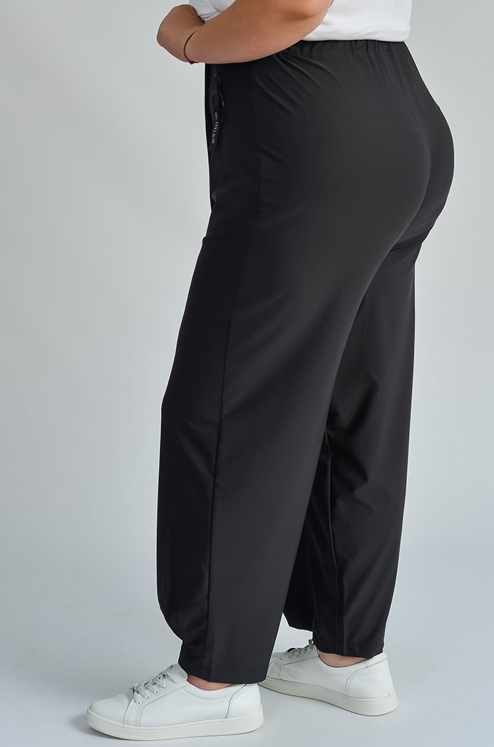 Чорні брюки султанки з прикрасою великих розмірів