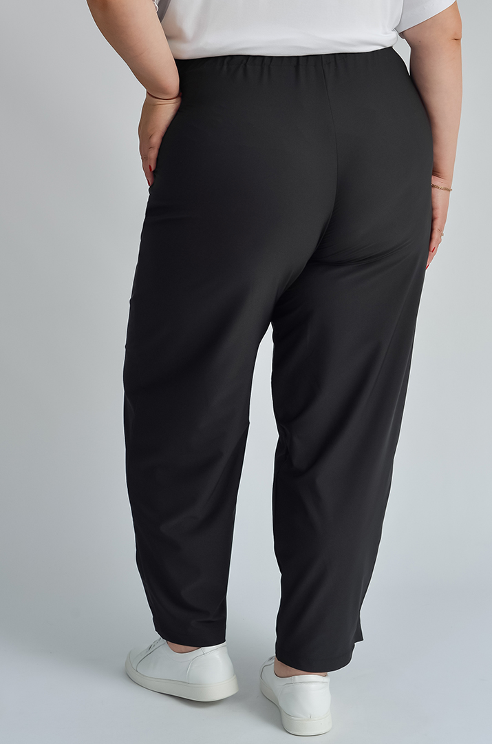 Чорні брюки султанки з прикрасою великих розмірів