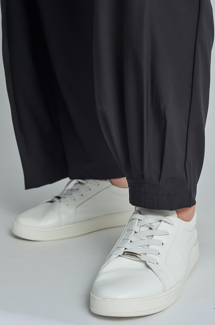 Чорні брюки султанки з прикрасою великих розмірів