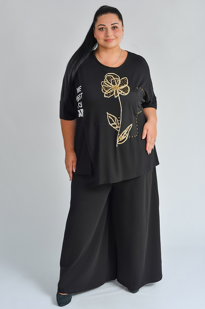 Однотонні брюки палаццо з кишенями великих розмірів