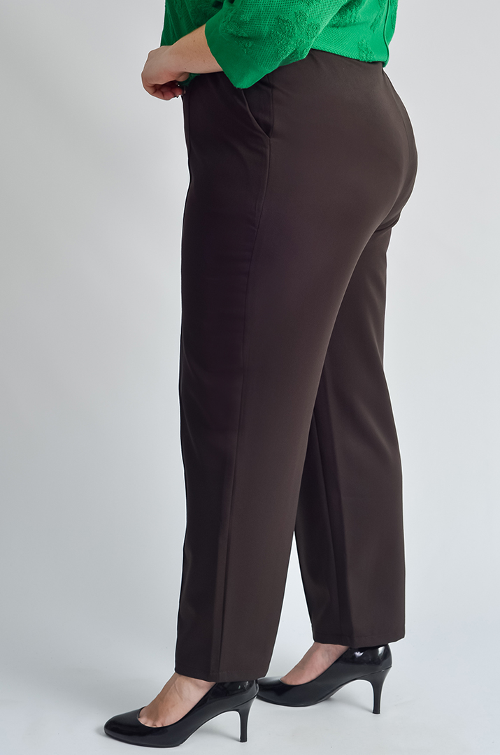Брюки класичні у відтінку темний шоколад зі стрілками великих розмірів